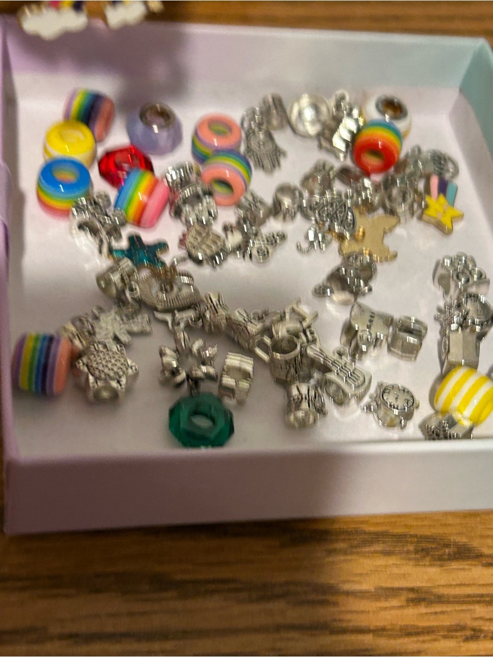Rainbow Charm Bracelet Lot with Silver Charms - Picture 5 of 12